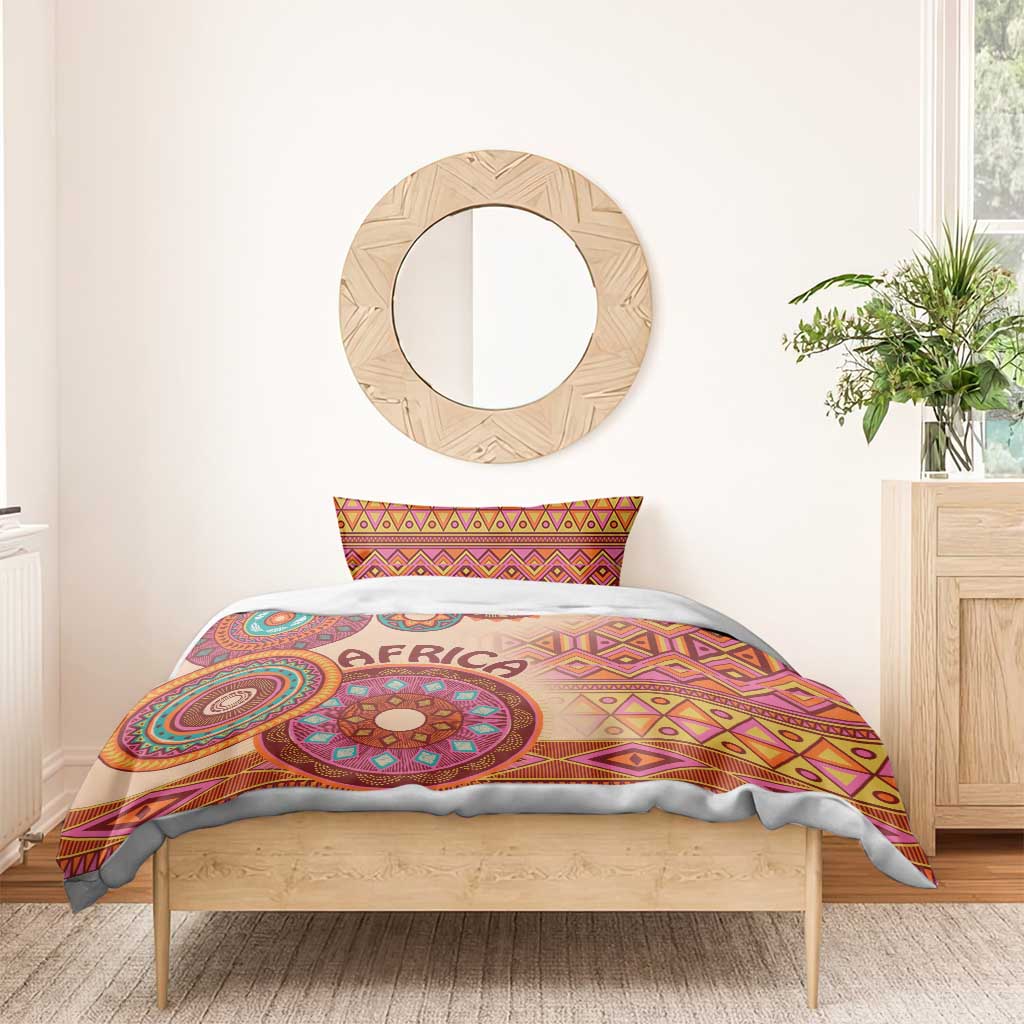 Afro Tribal Traditional Pattern Bedding Set Beige Motif LT9