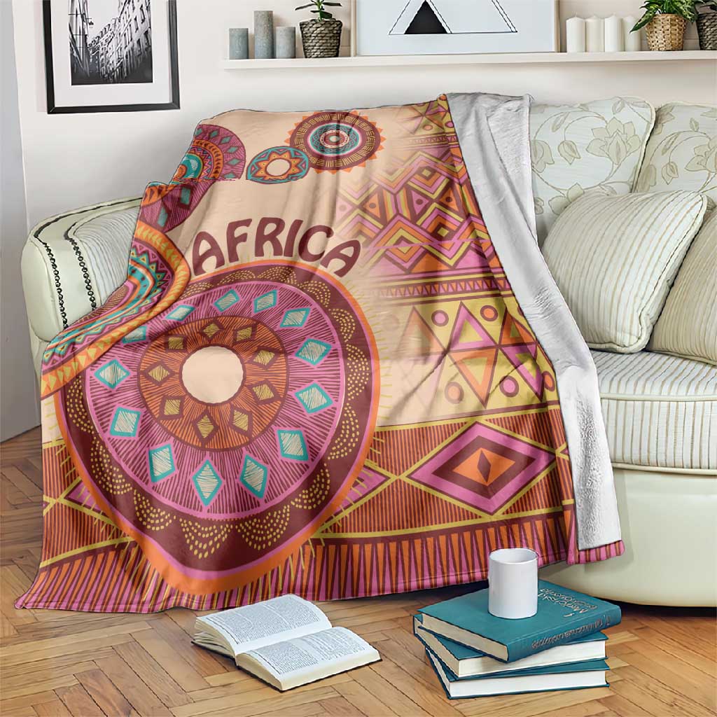 Afro Tribal Traditional Pattern Blanket Beige Motif LT9