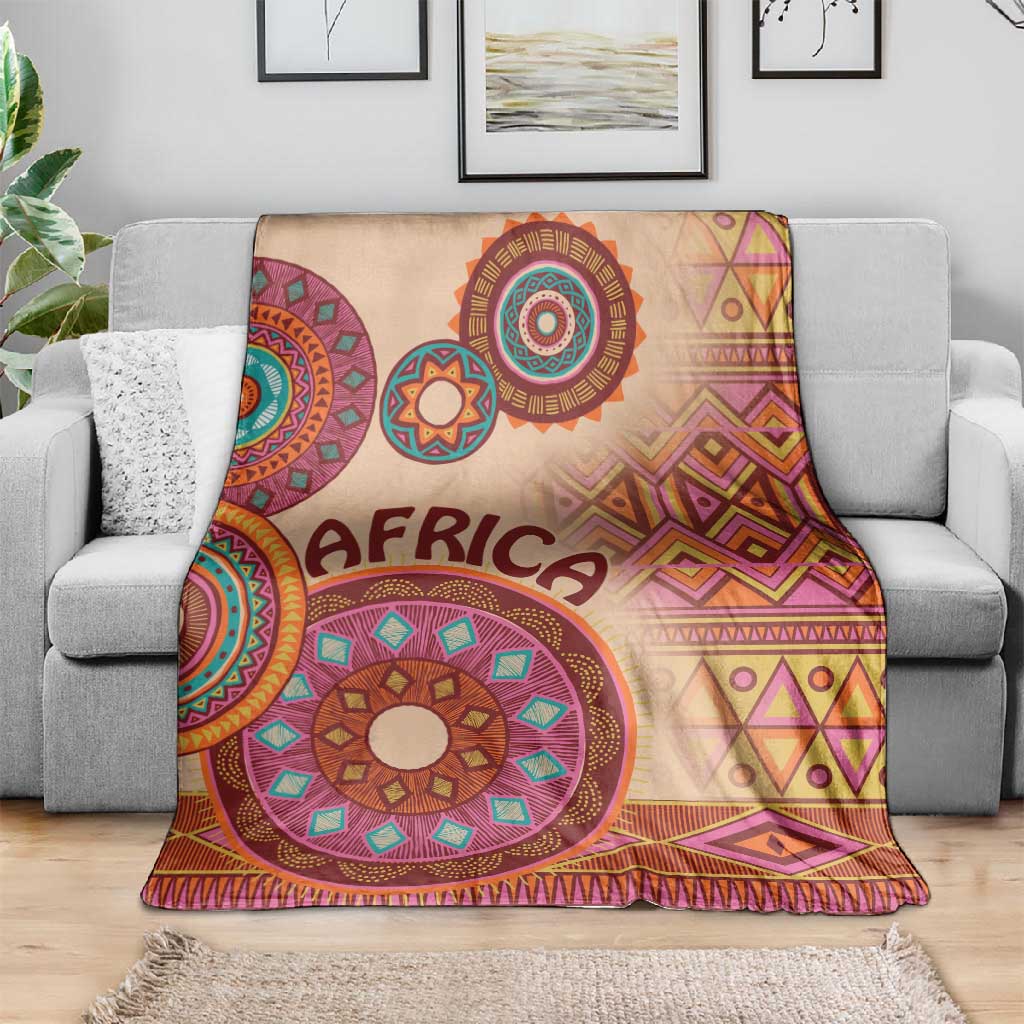 Afro Tribal Traditional Pattern Blanket Beige Motif LT9