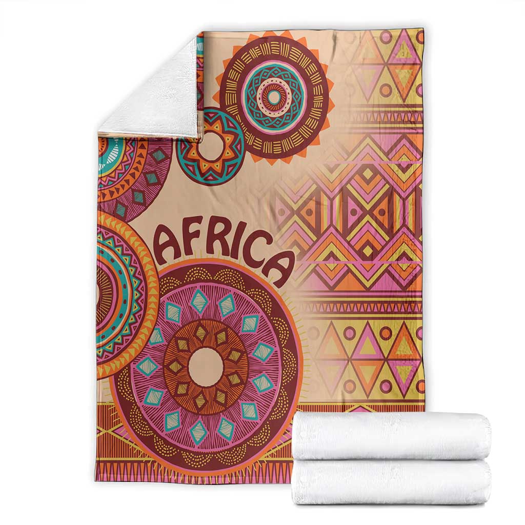 Afro Tribal Traditional Pattern Blanket Beige Motif LT9