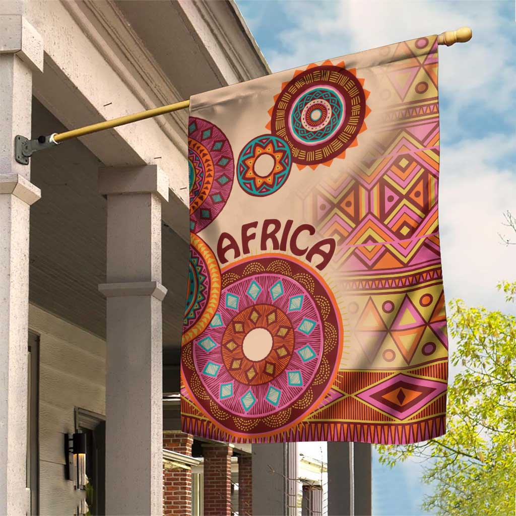 Afro Tribal Traditional Pattern Garden Flag Beige Motif LT9