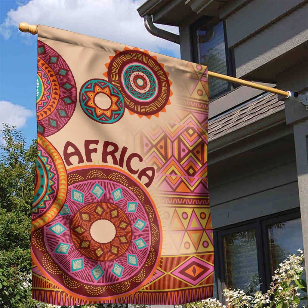 Afro Tribal Traditional Pattern Garden Flag Beige Motif LT9