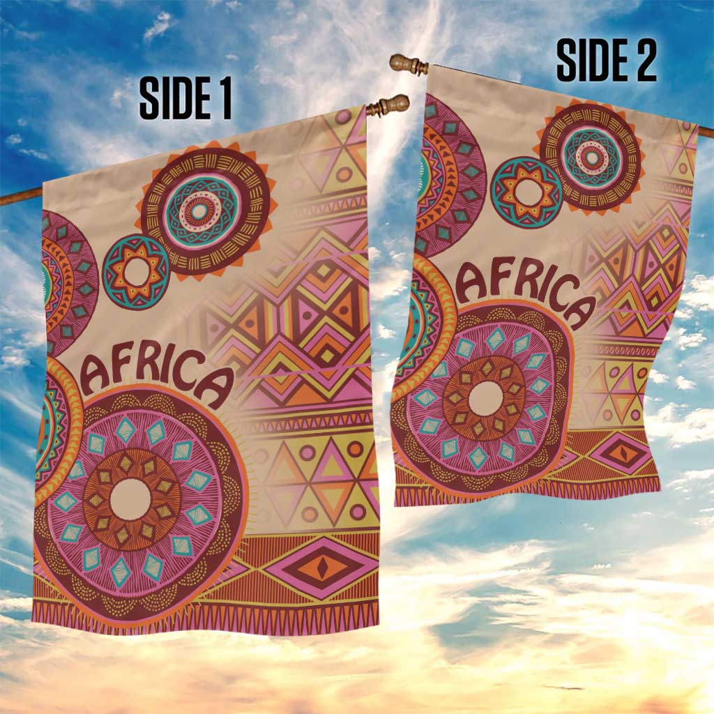 Afro Tribal Traditional Pattern Garden Flag Beige Motif LT9