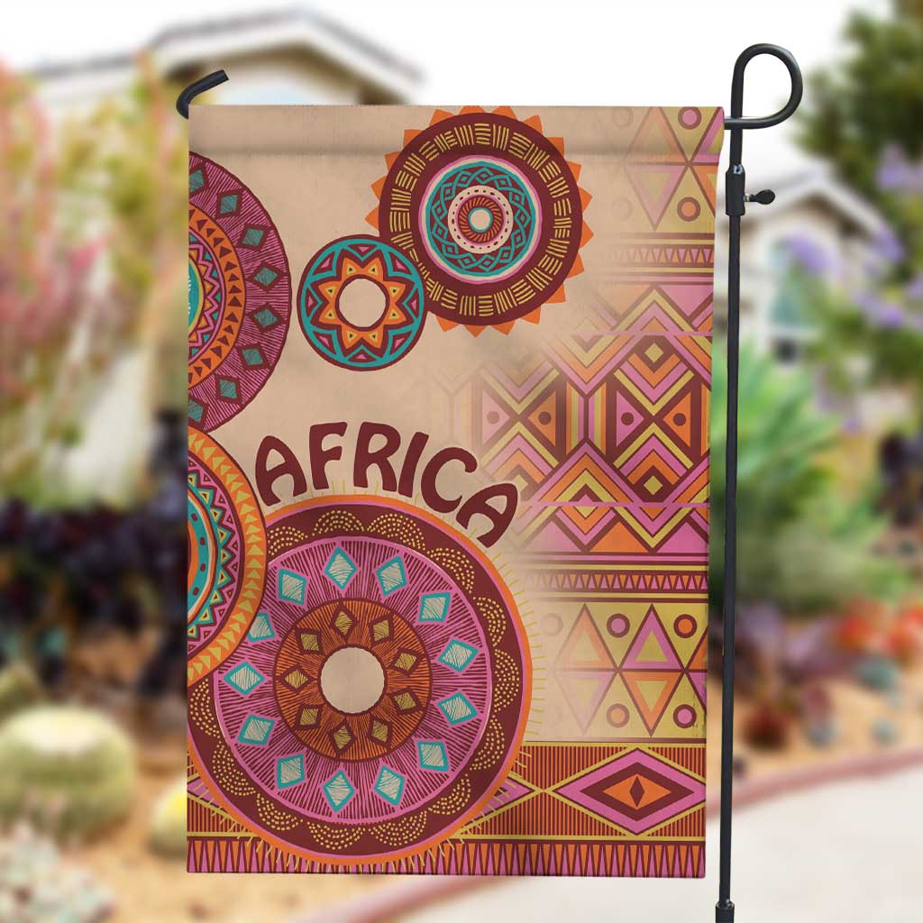 Afro Tribal Traditional Pattern Garden Flag Beige Motif LT9