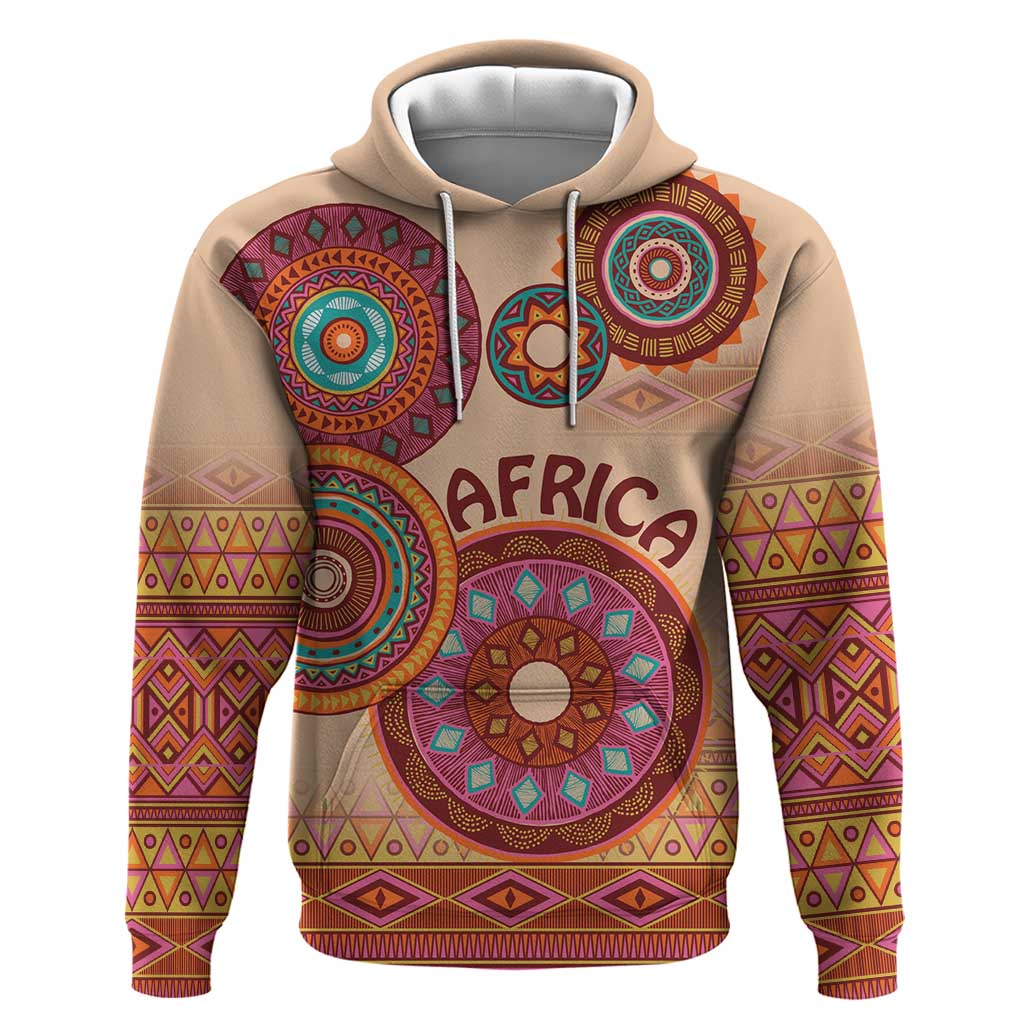 Africa Tribal Traditional Pattern Hoodie Beige Motif LT9