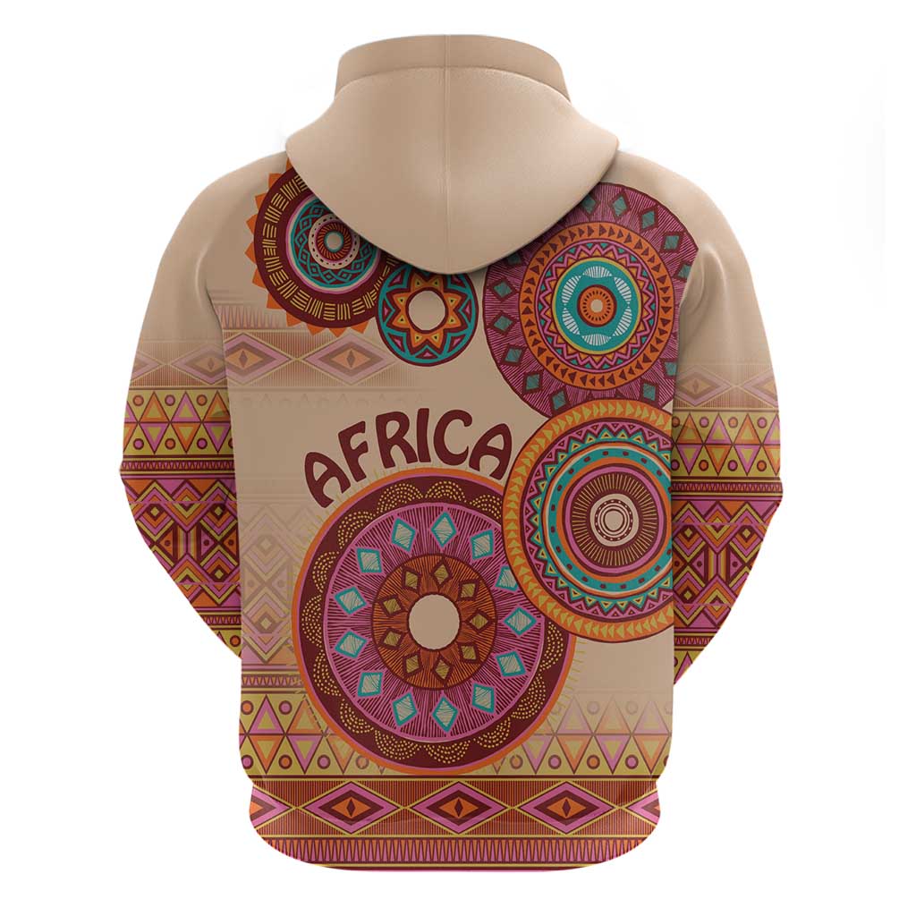 Africa Tribal Traditional Pattern Hoodie Beige Motif LT9