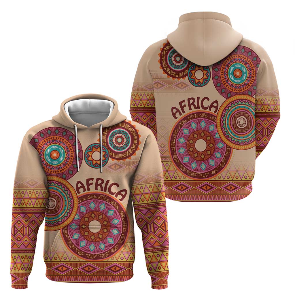 Africa Tribal Traditional Pattern Hoodie Beige Motif LT9
