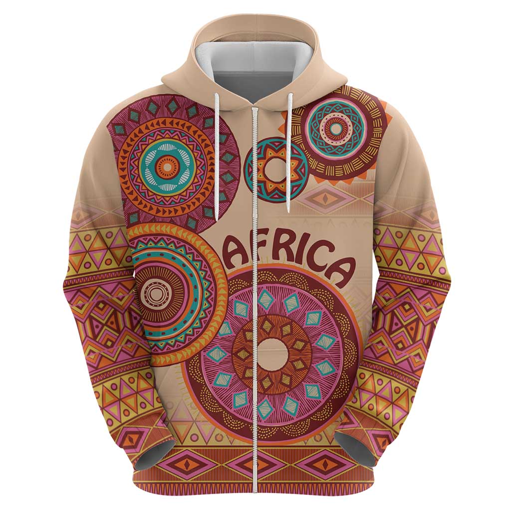 Africa Tribal Traditional Pattern Hoodie Beige Motif LT9