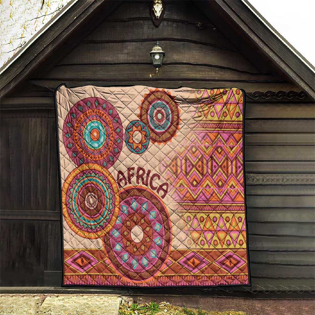 Afro Tribal Traditional Pattern Quilt Beige Motif LT9