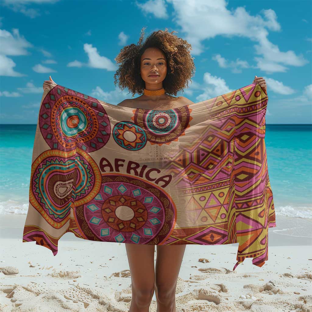 Afro Tribal Traditional Pattern Sarong Beige Motif LT9
