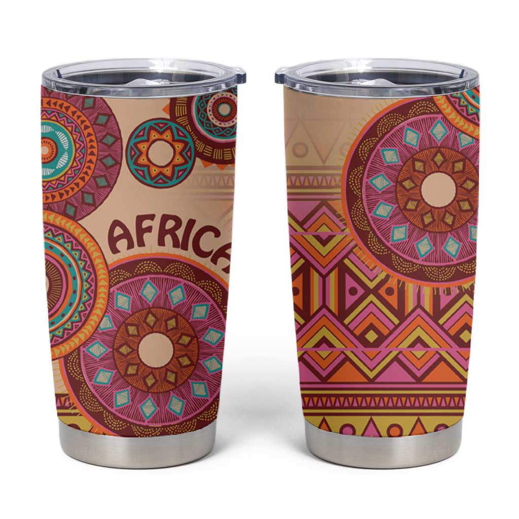 Afro Tribal Traditional Pattern Tumbler Cup Beige Motif LT9
