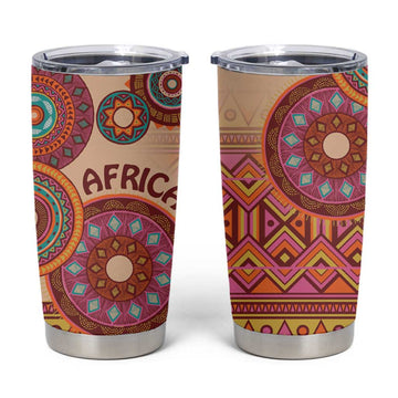 Afro Tribal Traditional Pattern Tumbler Cup Beige Motif LT9