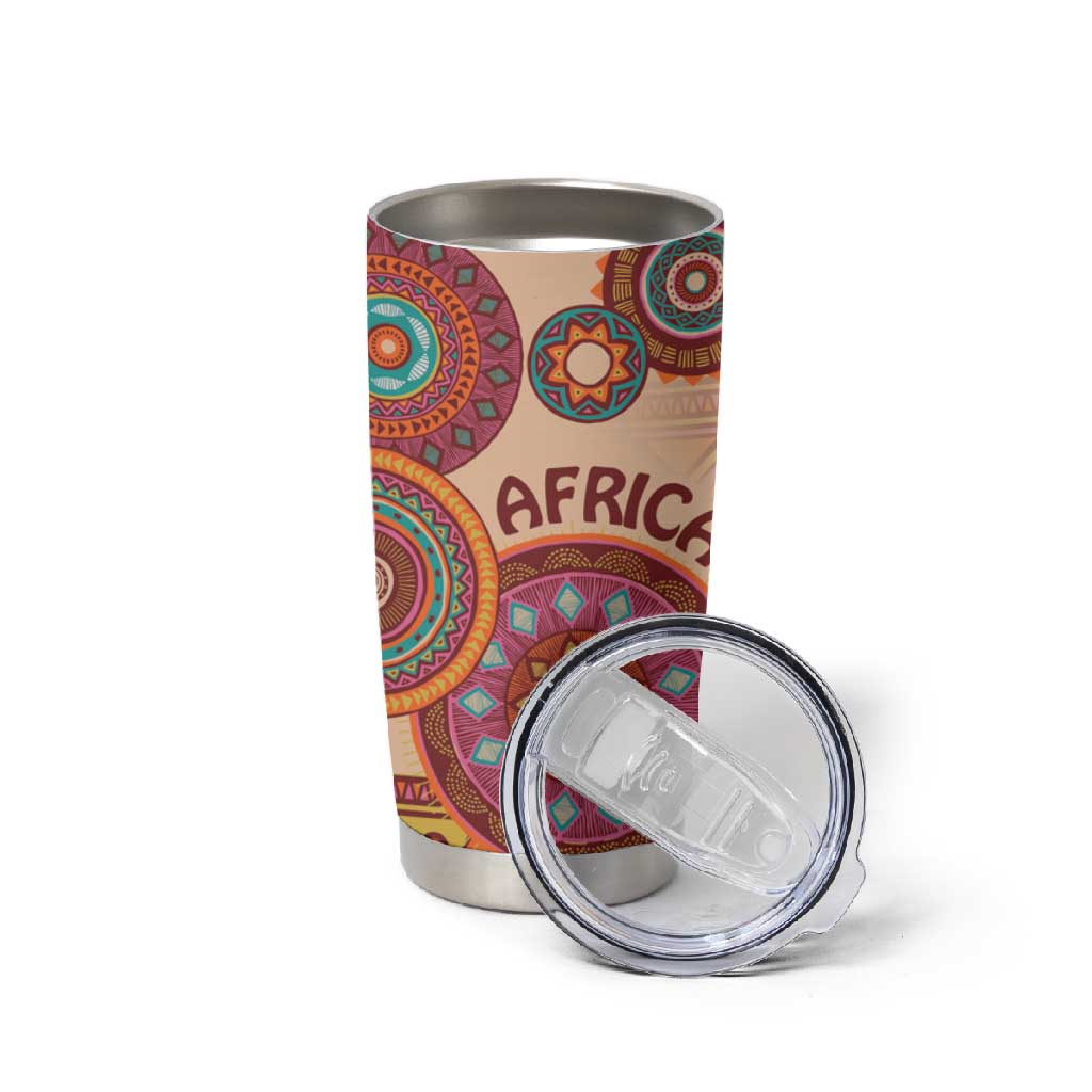 Afro Tribal Traditional Pattern Tumbler Cup Beige Motif LT9