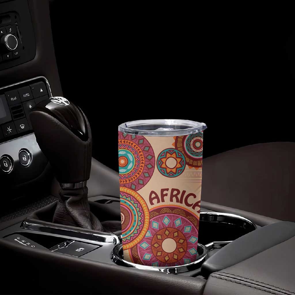 Afro Tribal Traditional Pattern Tumbler Cup Beige Motif LT9