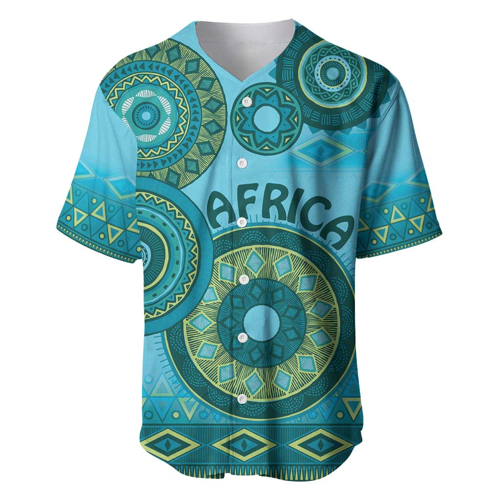 Afro Tribal Traditional Pattern Baseball Jersey Blue Motif LT9