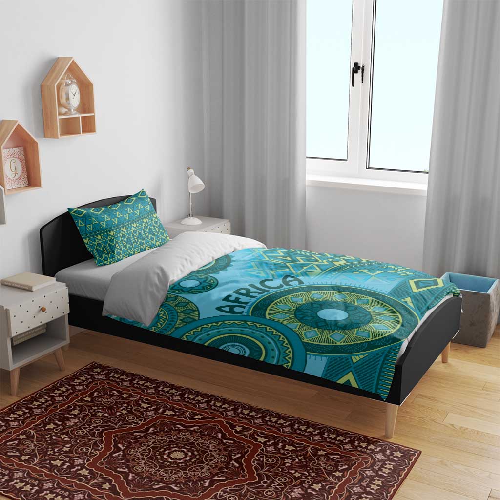 Afro Tribal Traditional Pattern Bedding Set Blue Motif LT9