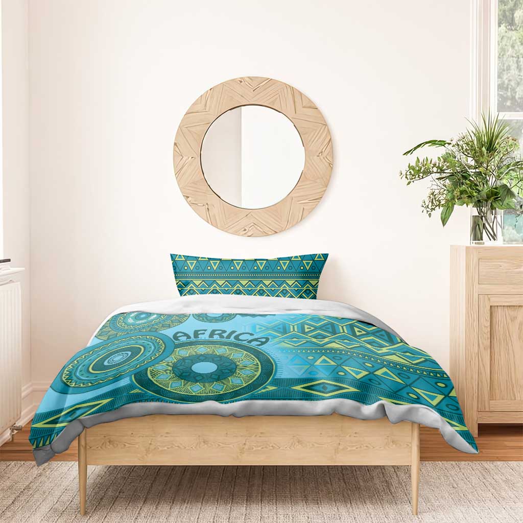Afro Tribal Traditional Pattern Bedding Set Blue Motif LT9