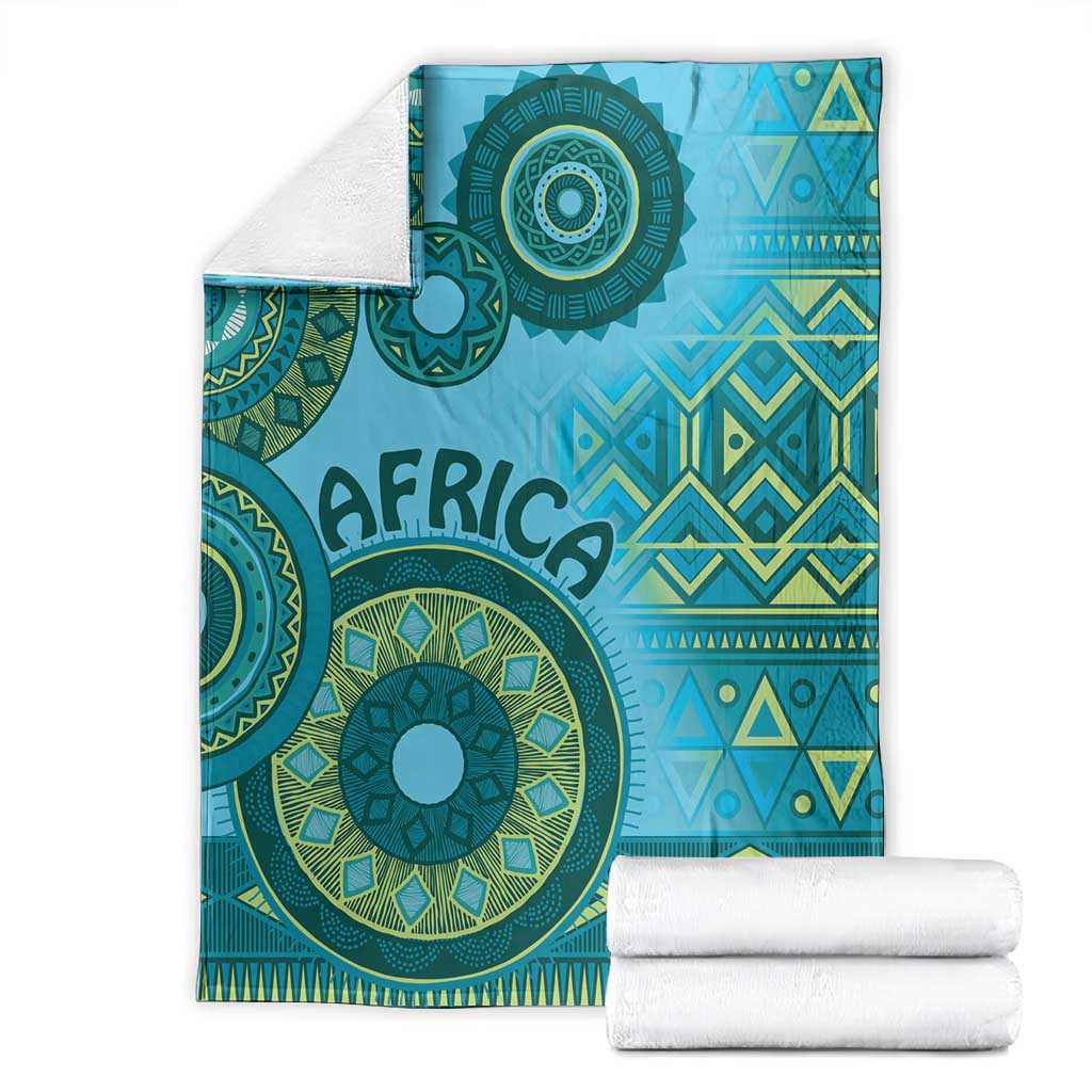 Afro Tribal Traditional Pattern Blanket Blue Motif LT9