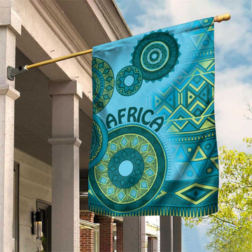 Afro Tribal Traditional Pattern Garden Flag Blue Motif LT9
