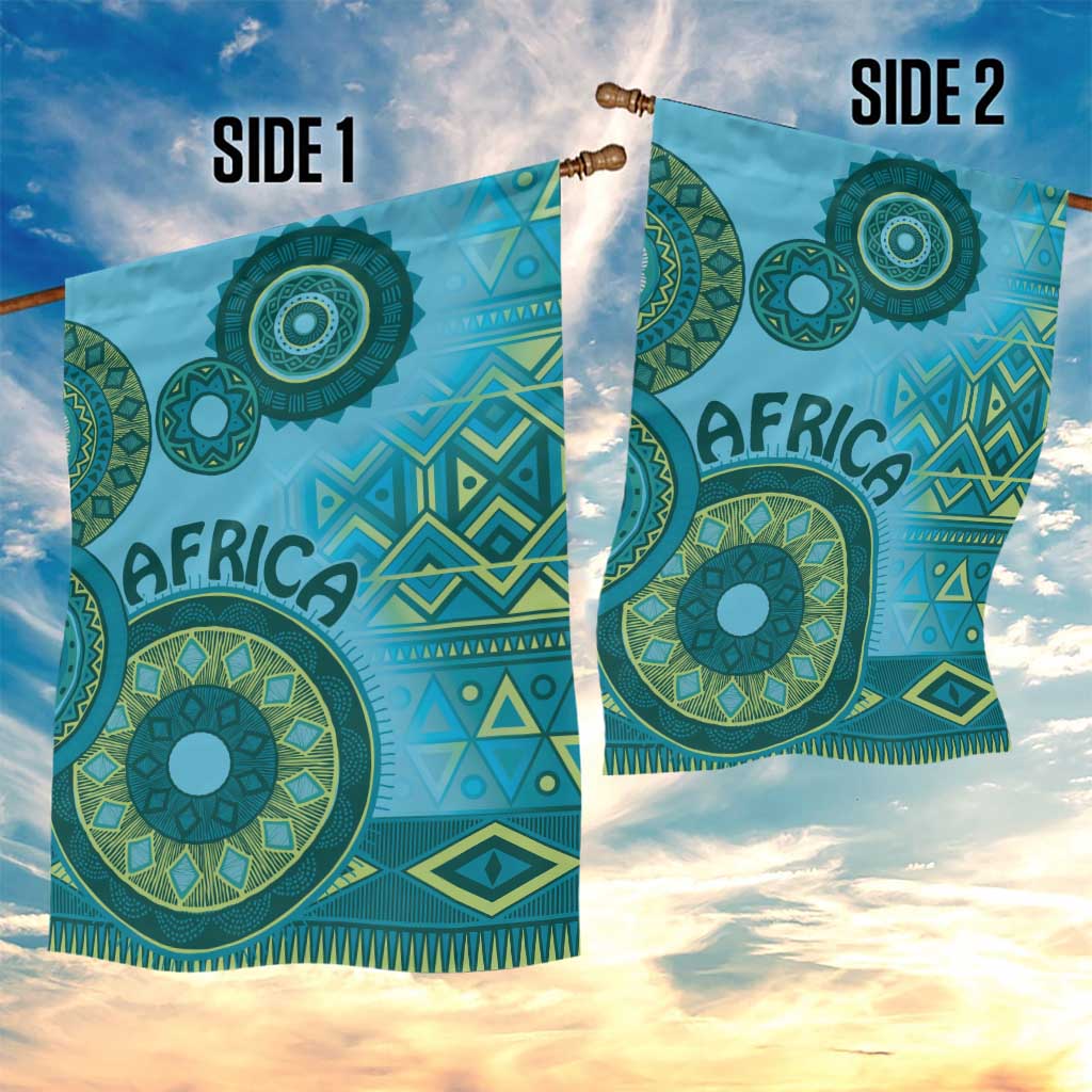Afro Tribal Traditional Pattern Garden Flag Blue Motif LT9