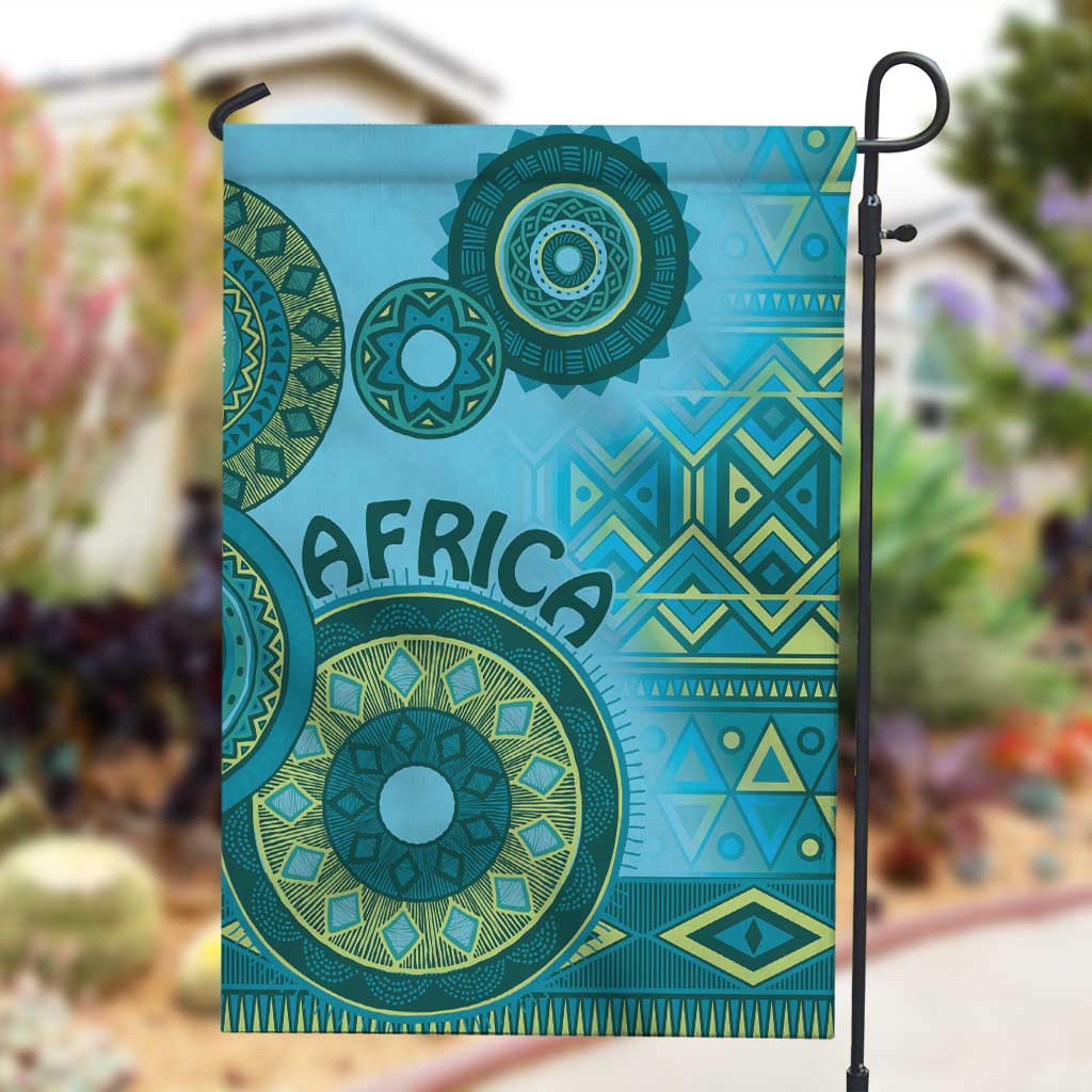 Afro Tribal Traditional Pattern Garden Flag Blue Motif LT9