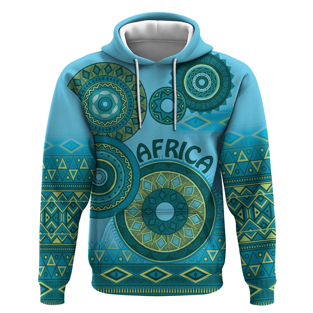 Africa Tribal Traditional Pattern Hoodie Blue Motif LT9