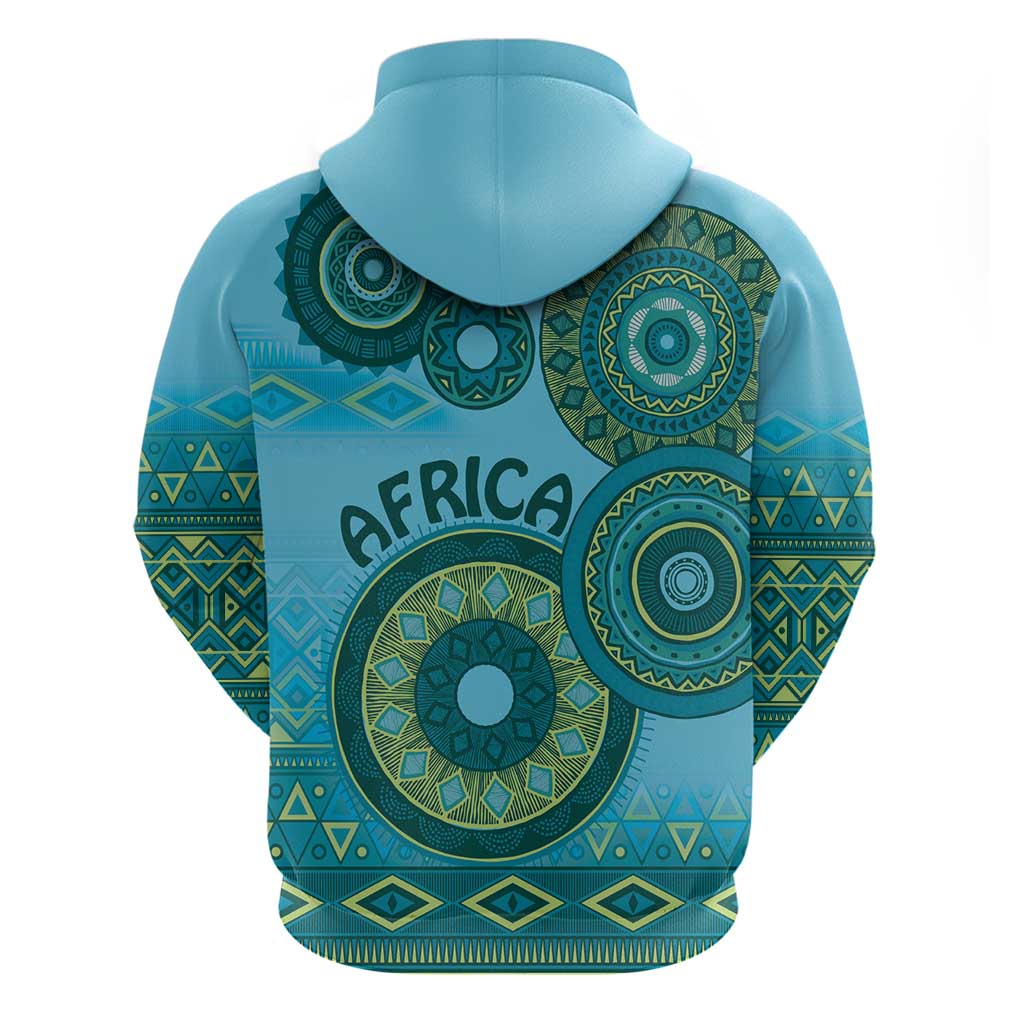 Africa Tribal Traditional Pattern Hoodie Blue Motif LT9