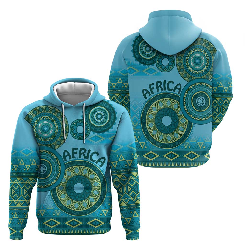 Africa Tribal Traditional Pattern Hoodie Blue Motif LT9
