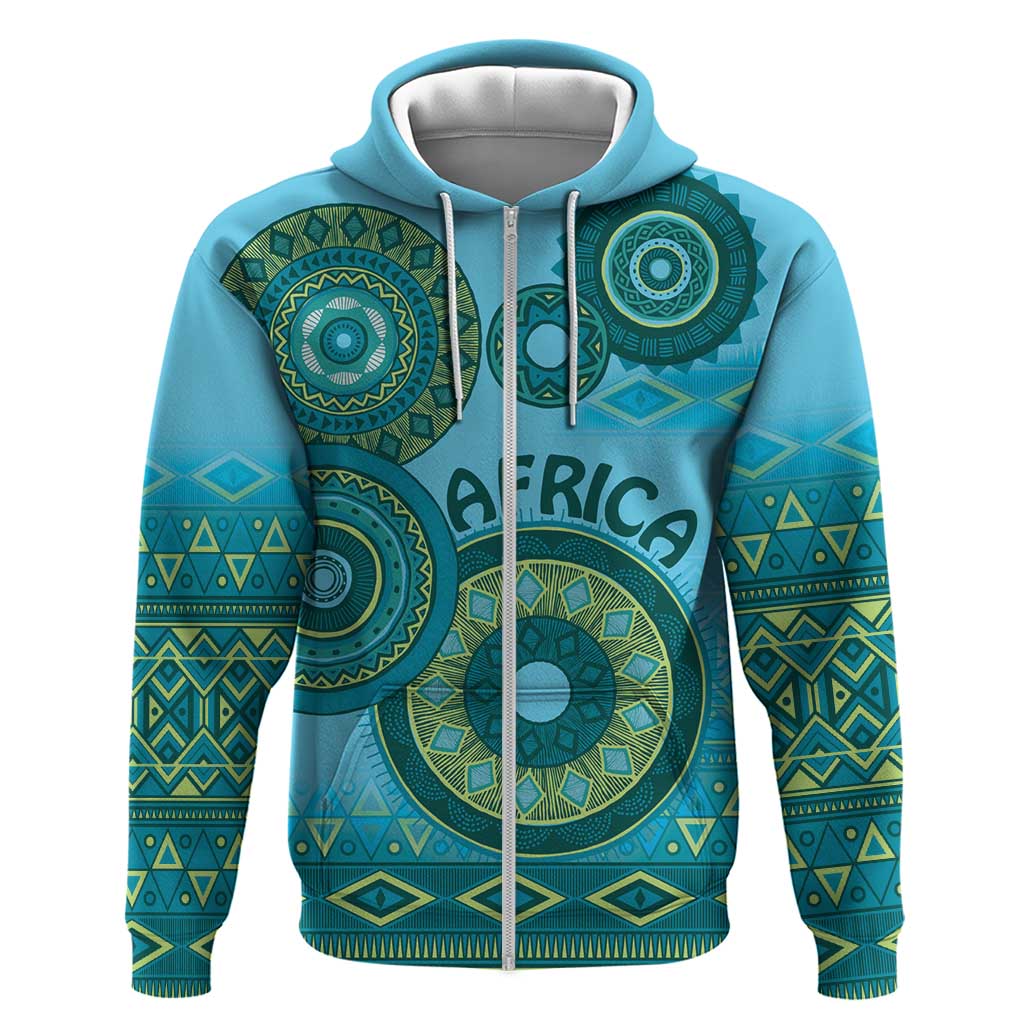 Africa Tribal Traditional Pattern Hoodie Blue Motif LT9
