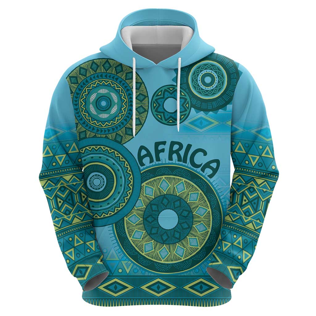Africa Tribal Traditional Pattern Hoodie Blue Motif LT9