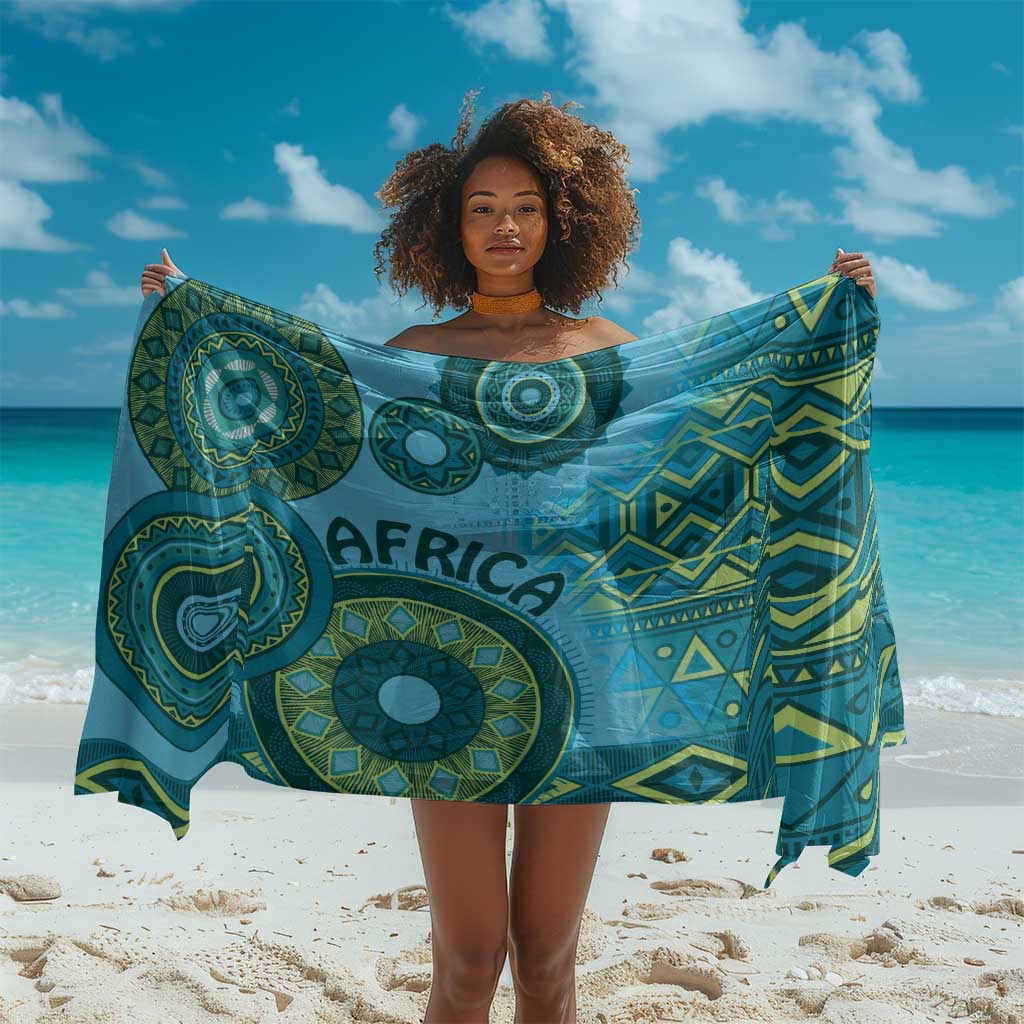Afro Tribal Traditional Pattern Sarong Blue Motif LT9