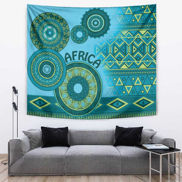 Afro Tribal Traditional Pattern Tapestry Blue Motif LT9