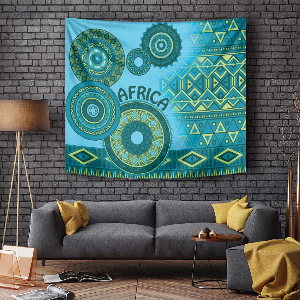 Afro Tribal Traditional Pattern Tapestry Blue Motif LT9