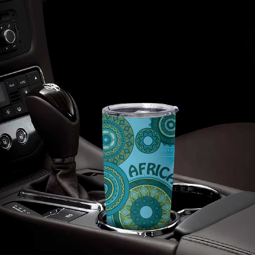 Afro Tribal Traditional Pattern Tumbler Cup Blue Motif LT9