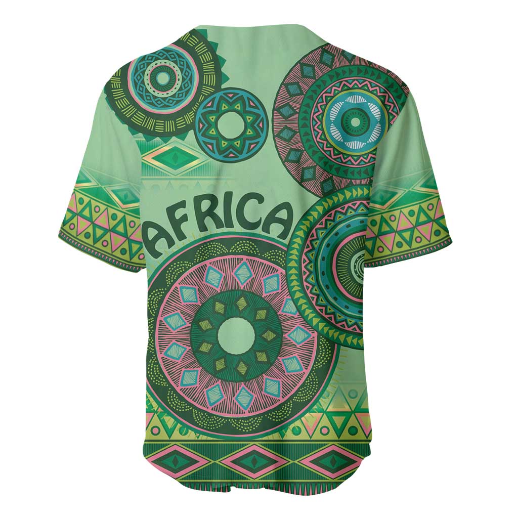 Afro Tribal Traditional Pattern Baseball Jersey Green Motif LT9