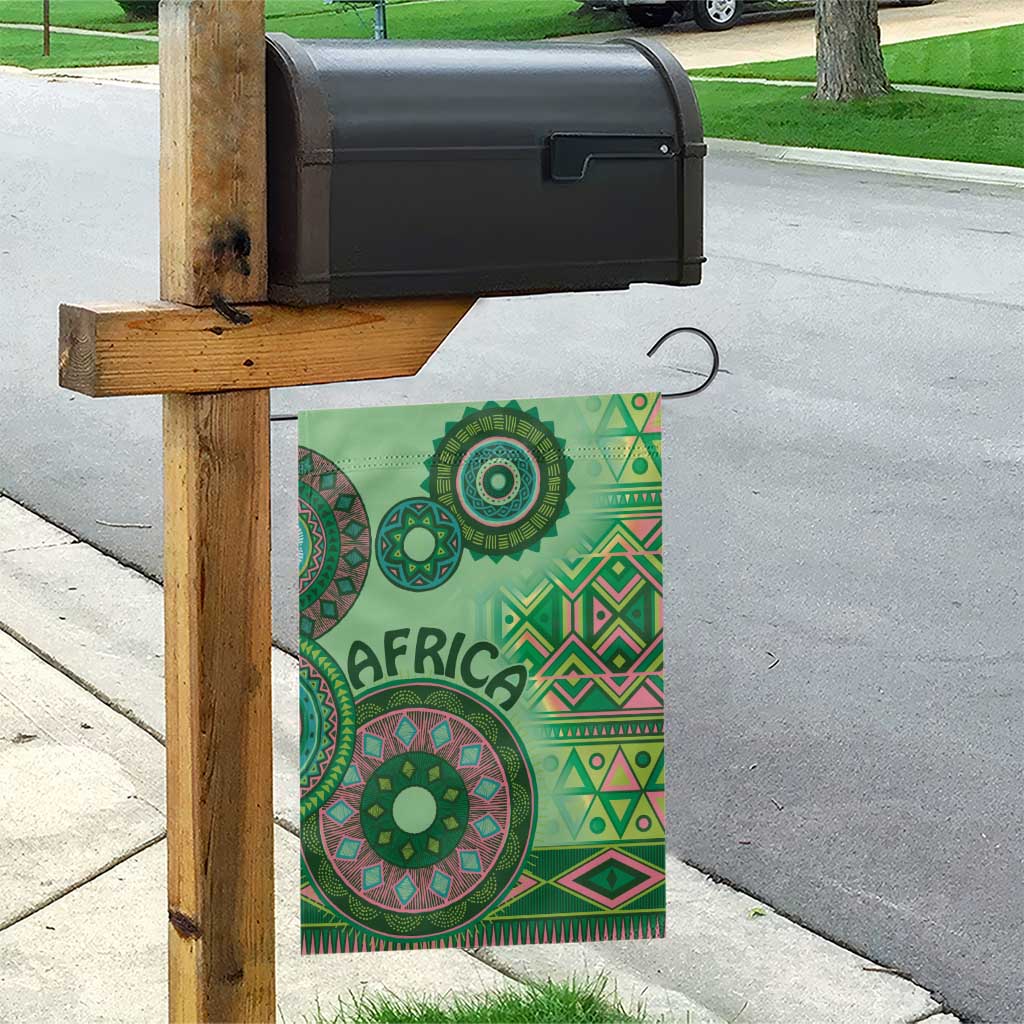 Afro Tribal Traditional Pattern Garden Flag Green Motif LT9