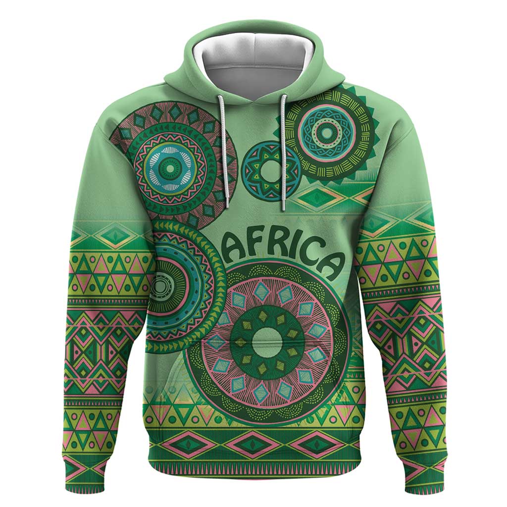 Africa Tribal Traditional Pattern Hoodie Green Motif LT9