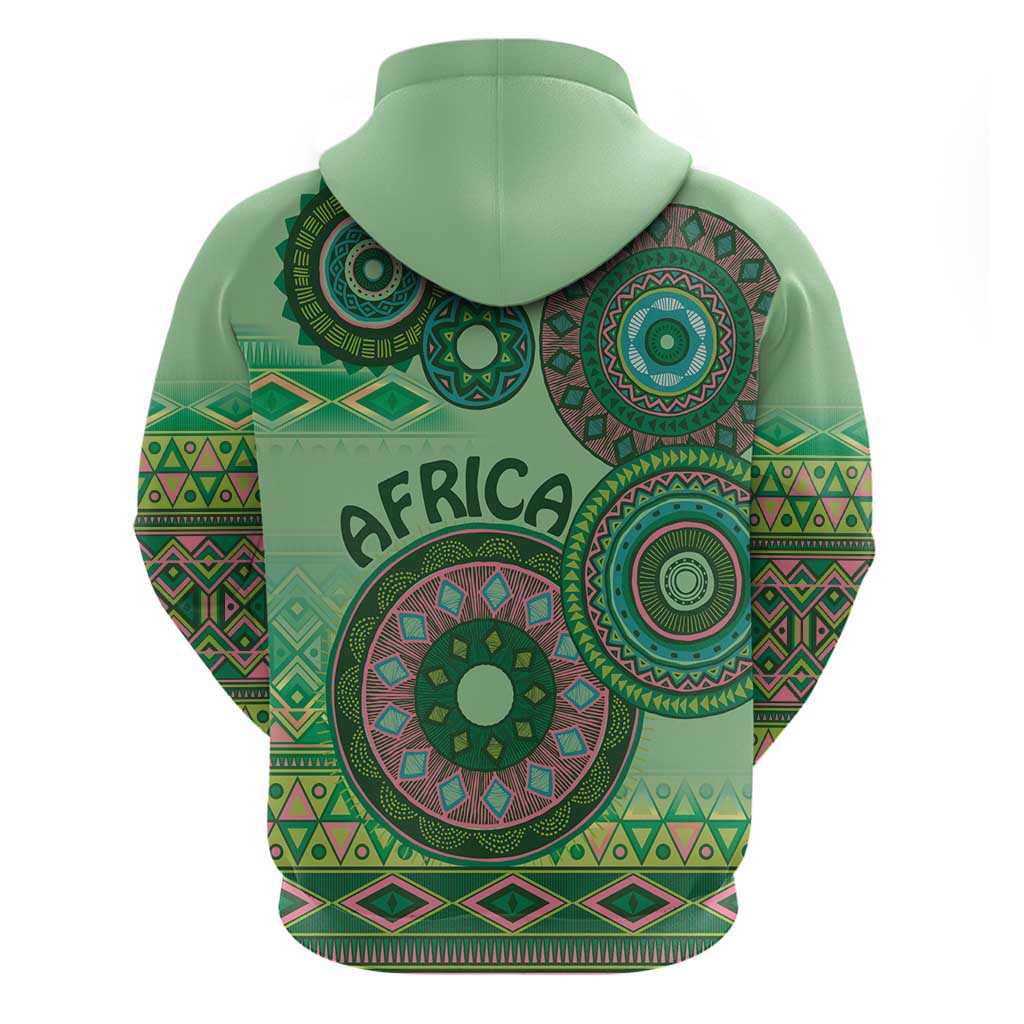 Africa Tribal Traditional Pattern Hoodie Green Motif LT9