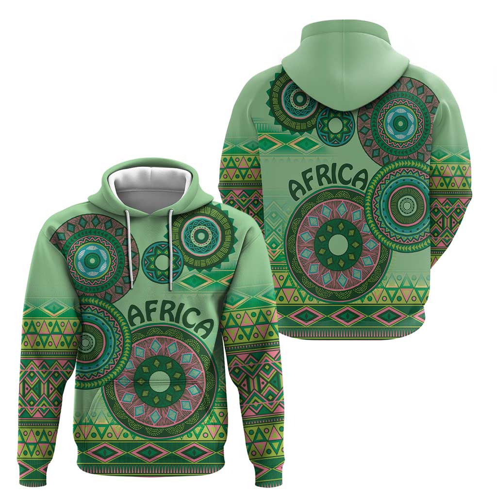 Africa Tribal Traditional Pattern Hoodie Green Motif LT9