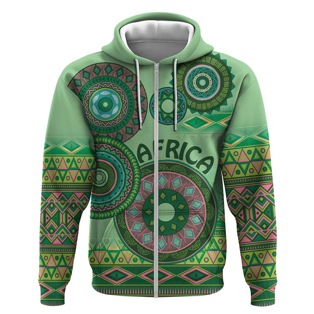 Africa Tribal Traditional Pattern Hoodie Green Motif LT9