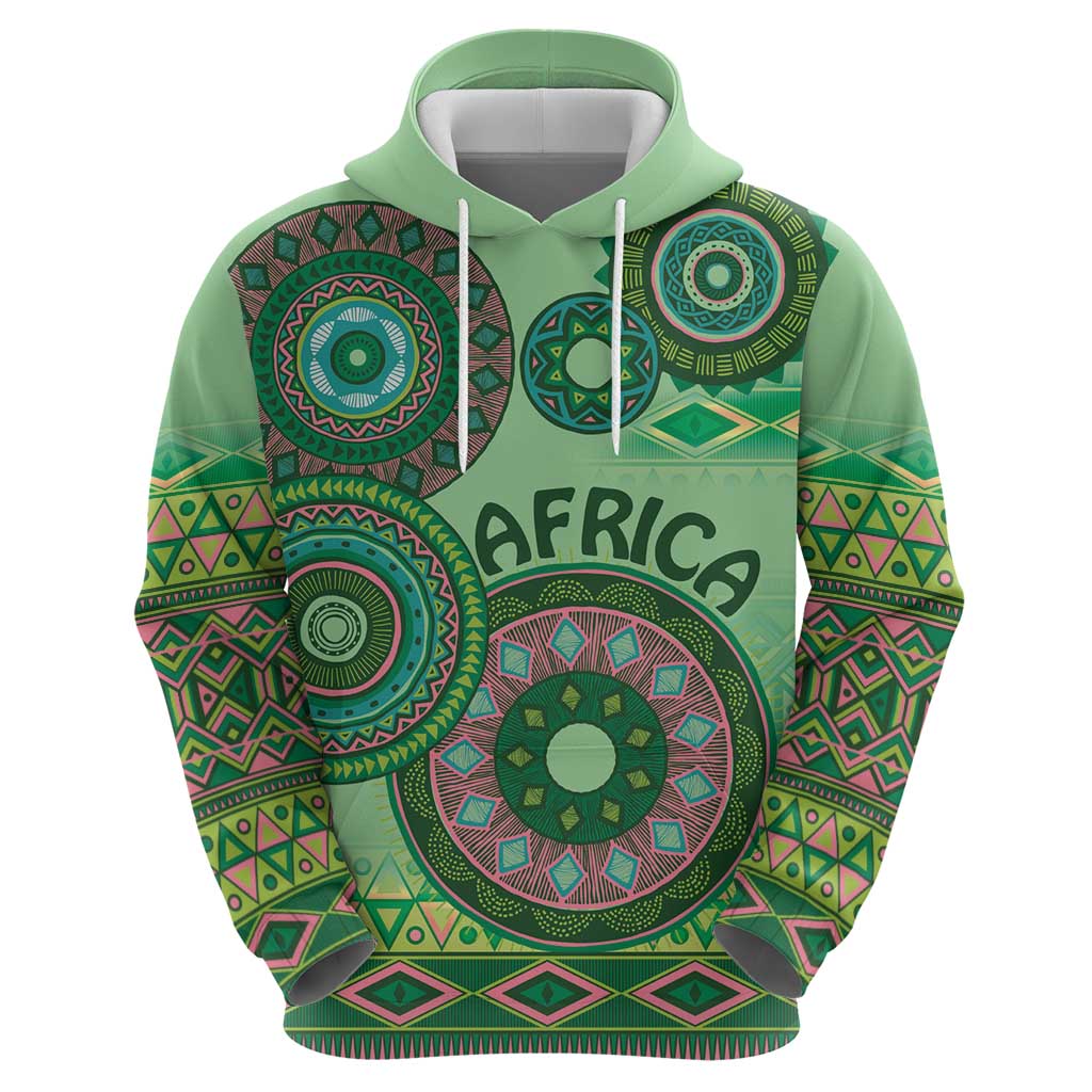 Africa Tribal Traditional Pattern Hoodie Green Motif LT9
