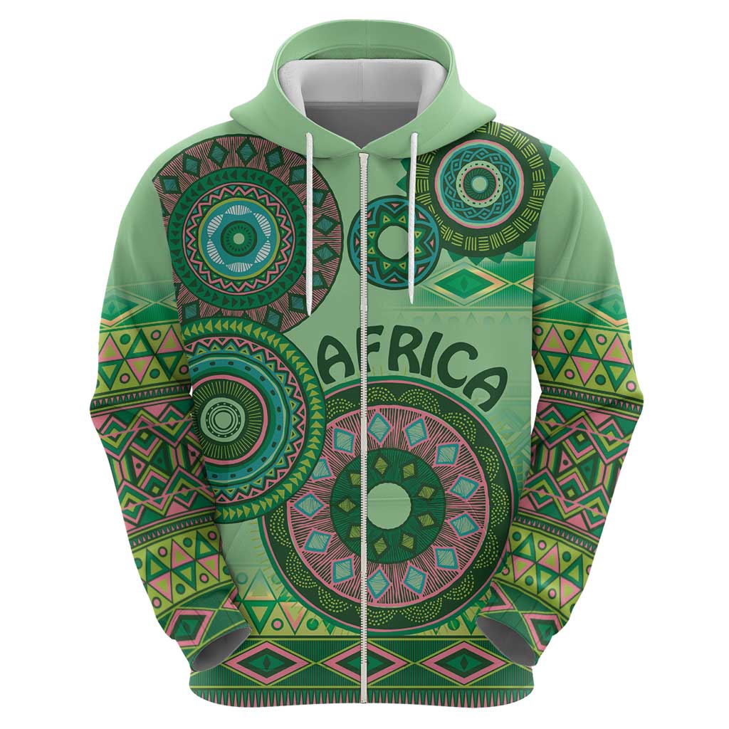 Africa Tribal Traditional Pattern Hoodie Green Motif LT9