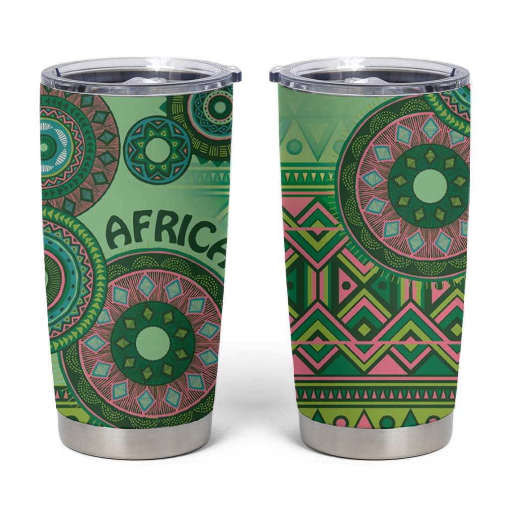 Afro Tribal Traditional Pattern Tumbler Cup Green Motif LT9