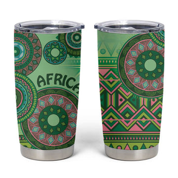 Afro Tribal Traditional Pattern Tumbler Cup Green Motif LT9