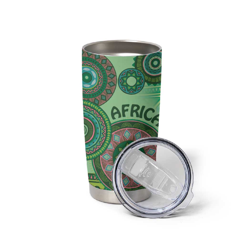 Afro Tribal Traditional Pattern Tumbler Cup Green Motif LT9