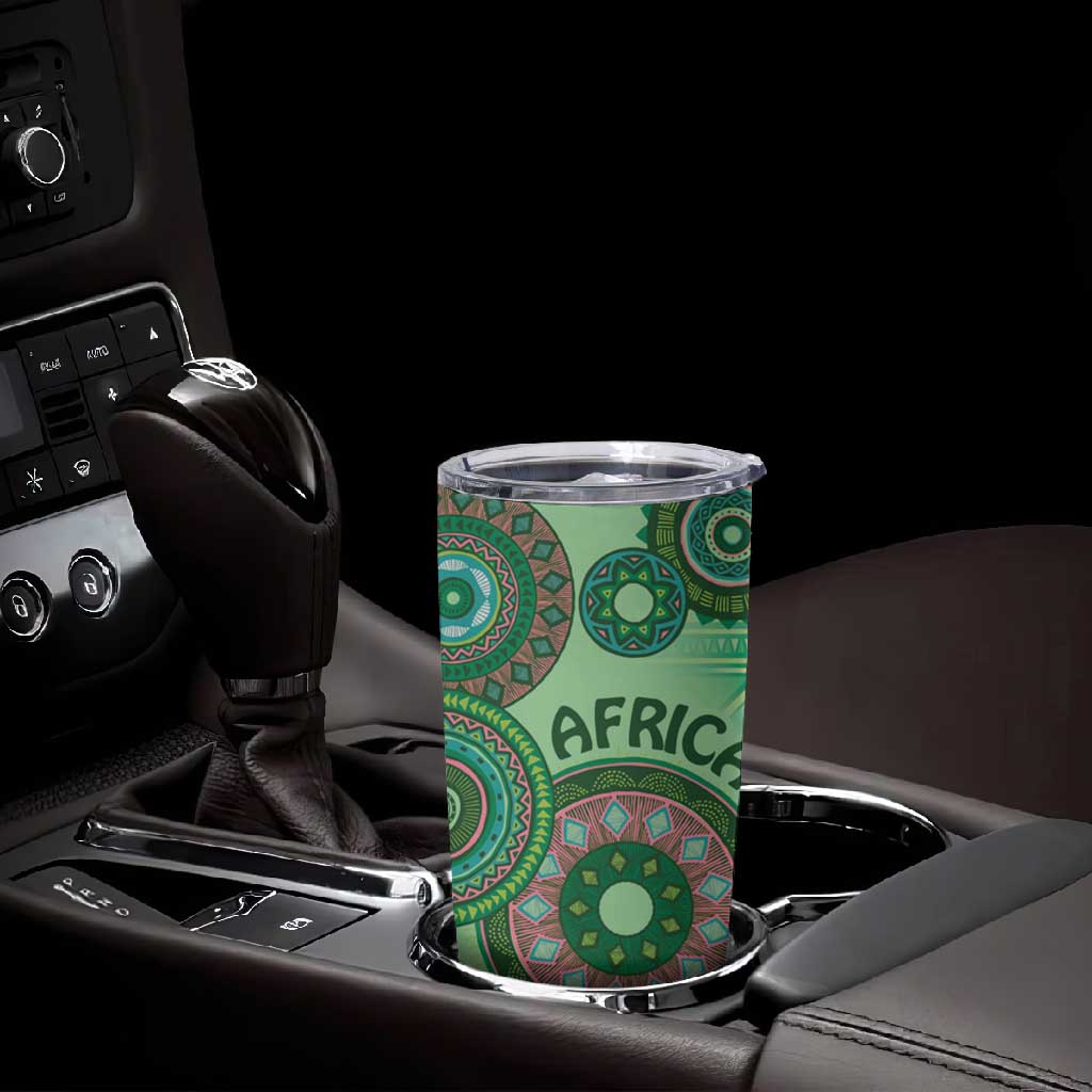 Afro Tribal Traditional Pattern Tumbler Cup Green Motif LT9