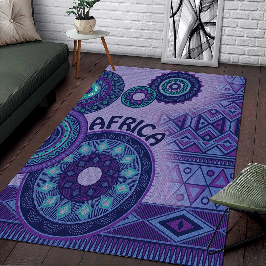 Afro Tribal Traditional Pattern Area Rug Purple Motif LT9