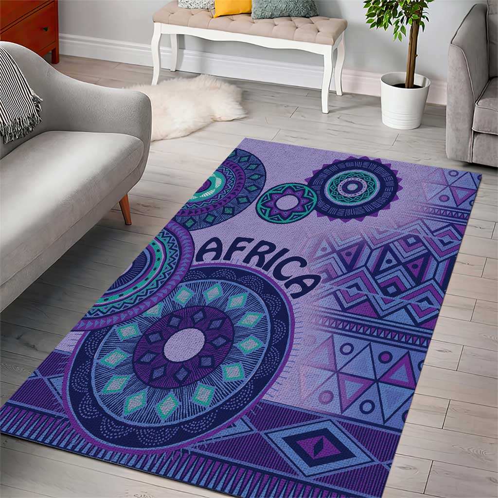 Afro Tribal Traditional Pattern Area Rug Purple Motif LT9