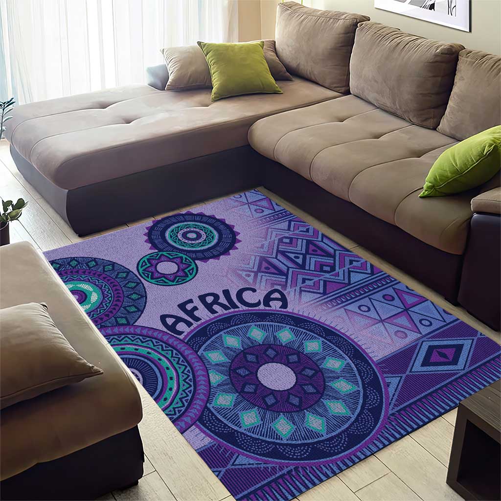 Afro Tribal Traditional Pattern Area Rug Purple Motif LT9