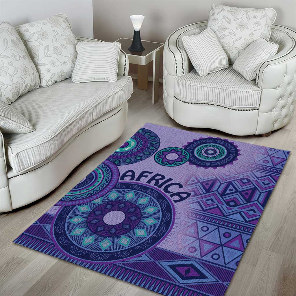 Afro Tribal Traditional Pattern Area Rug Purple Motif LT9